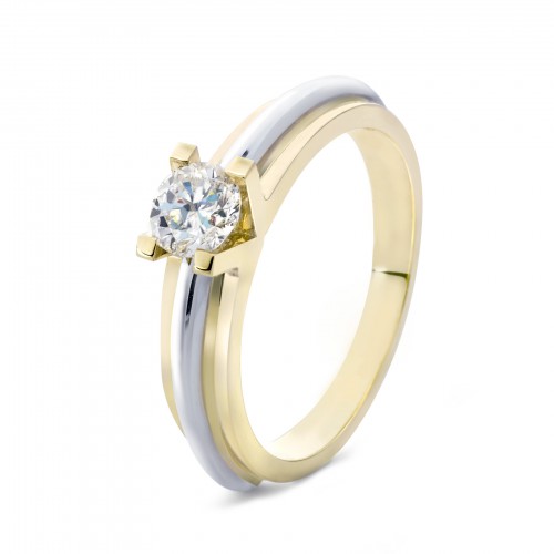by R&C bicolor gouden ring model Avian M  met 0.08ct briljant geslepen diamant mt. 17.25 - 000049740